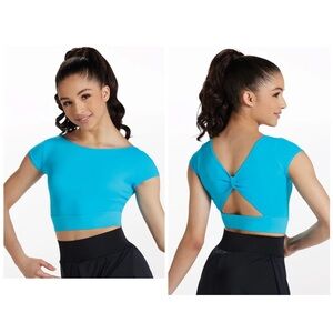 Balera Blue Knotted Bow Back Crop Top Dance Separates SA LA